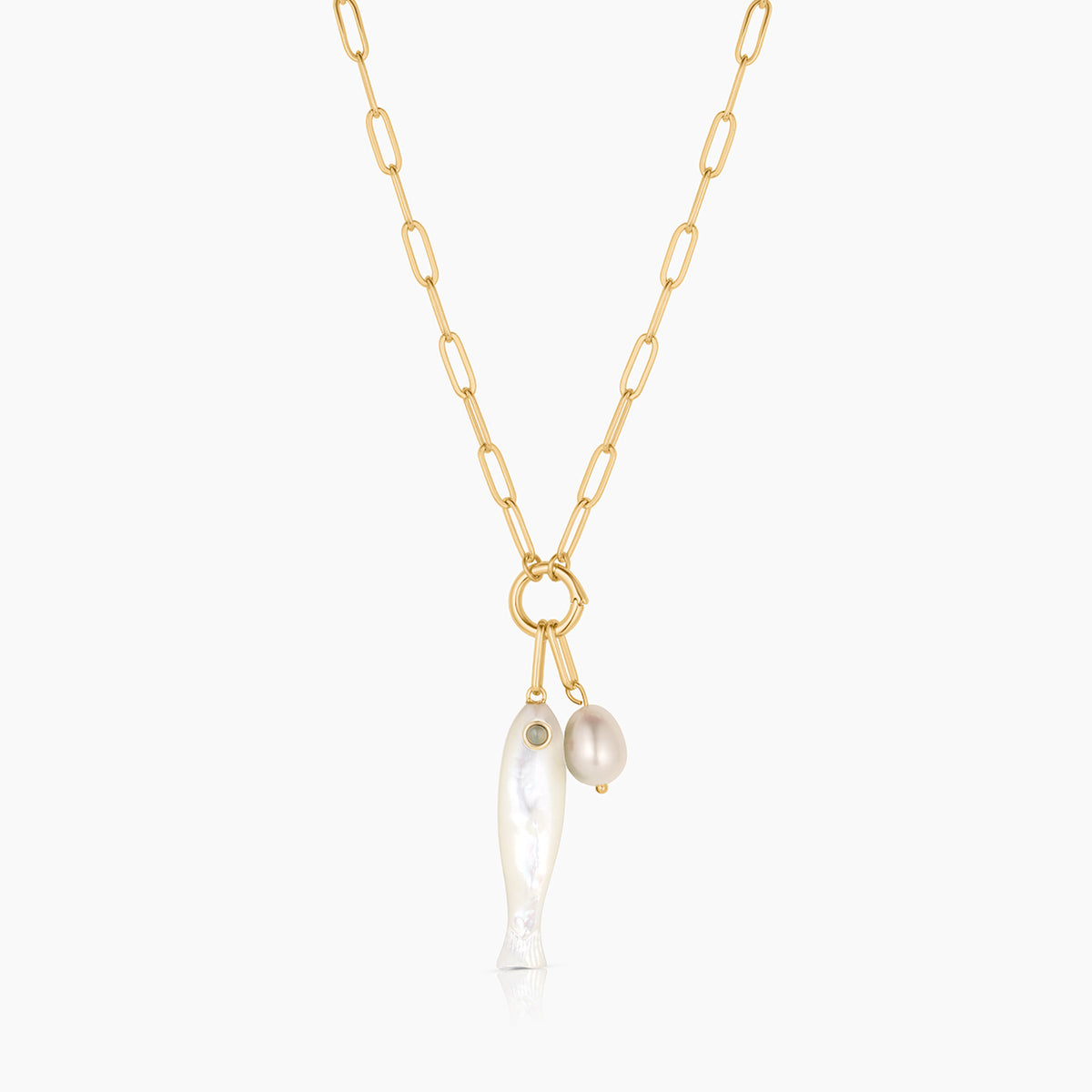 Fortuna Mother Of Pearl Fish Colette Necklace – THATCH