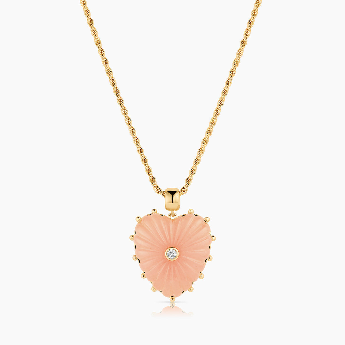 Malene Pink Jade Heart Rope Necklace – THATCH