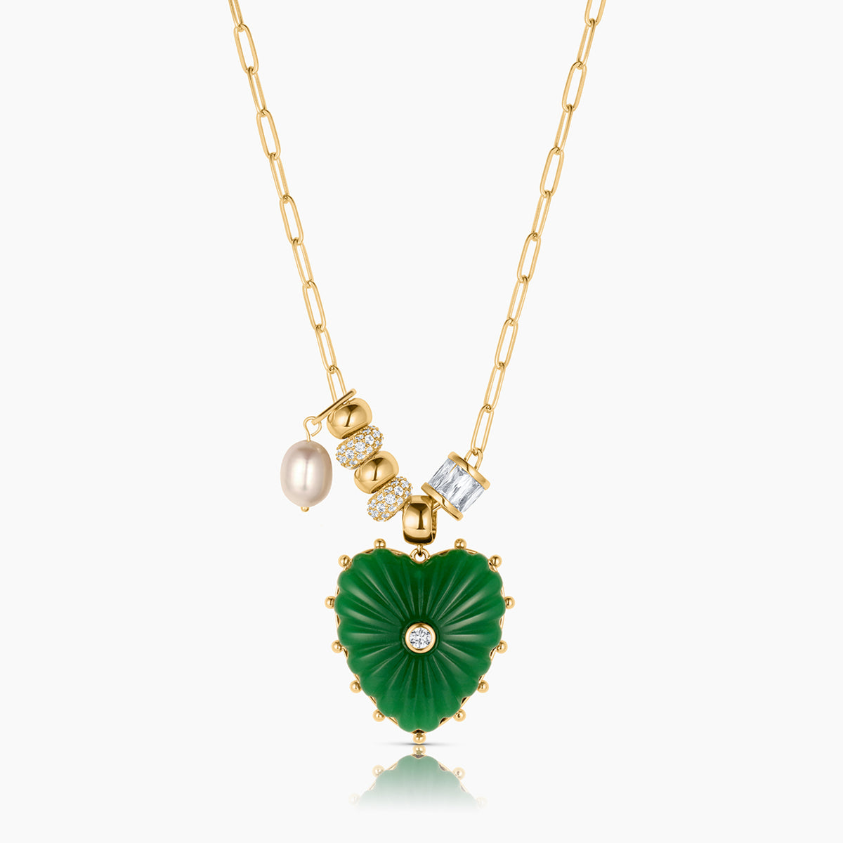 Soirée Green Jade Heart Necklace – THATCH