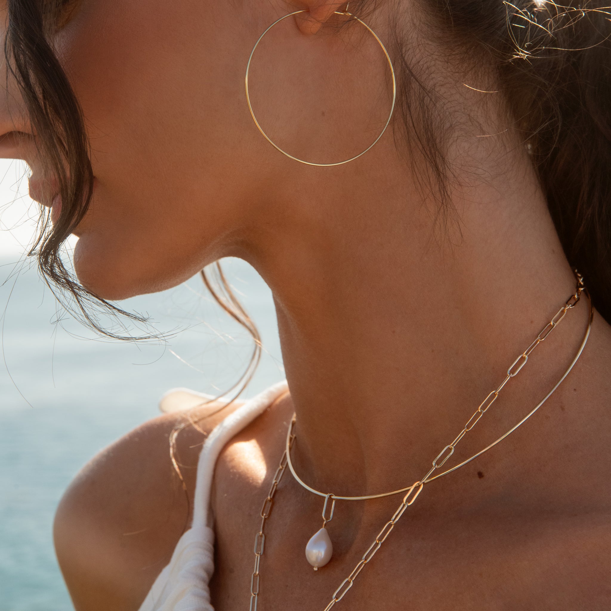 ★TATIANA★ Classic Pearl Choker NecklaceNZ1042 14k Gold Fil Annabelle Pearl Choker Necklace Sterling Silver & Gold