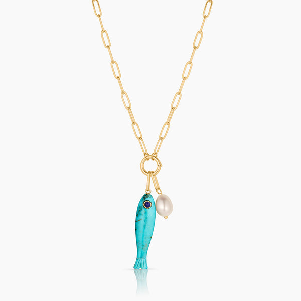 アクセサリー Fortuna Fortuna Howlite Fish Colette Necklace – THATCH