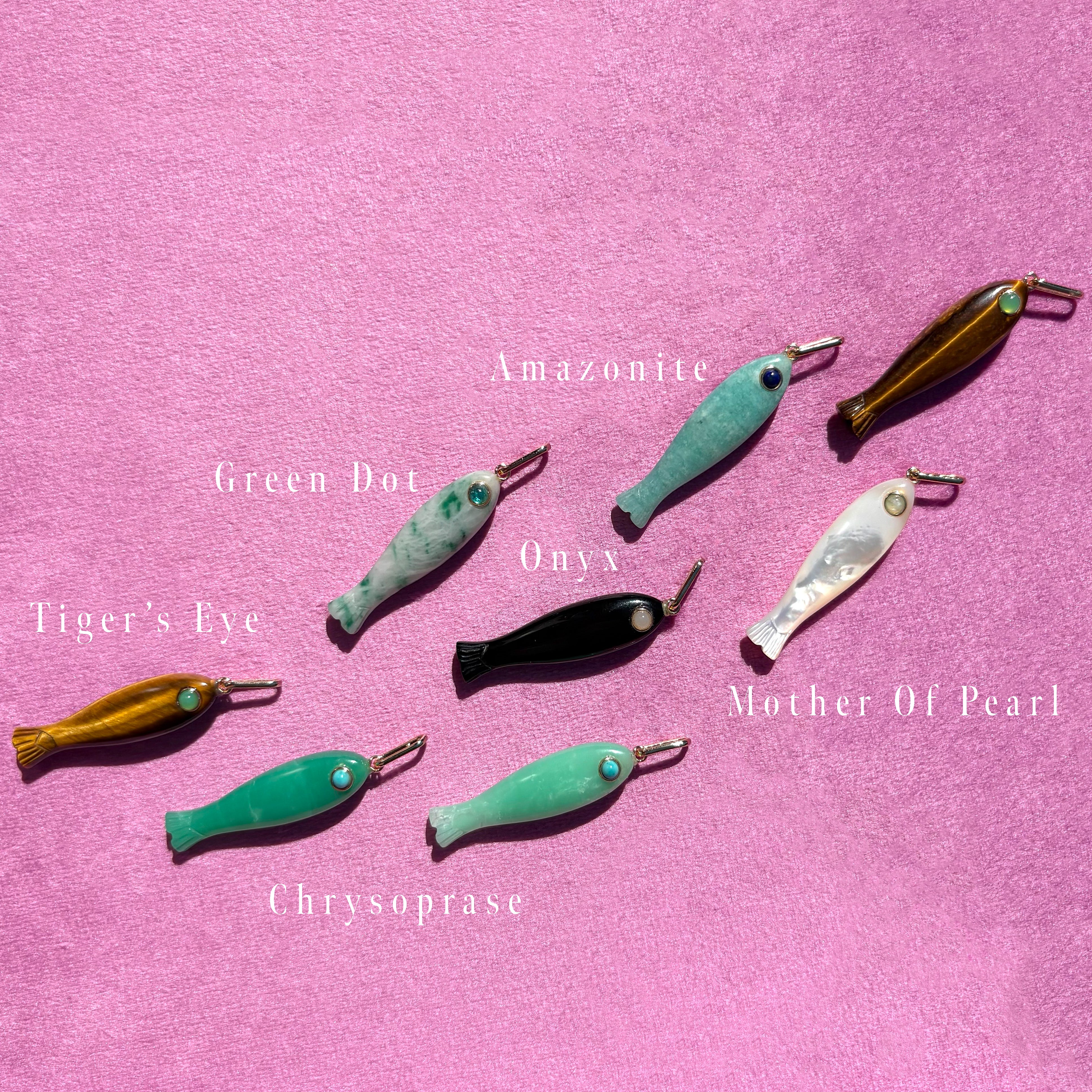 dot fishing lures Fortuna Green Dot Fish 18" Finn Paperclip Charm Chain