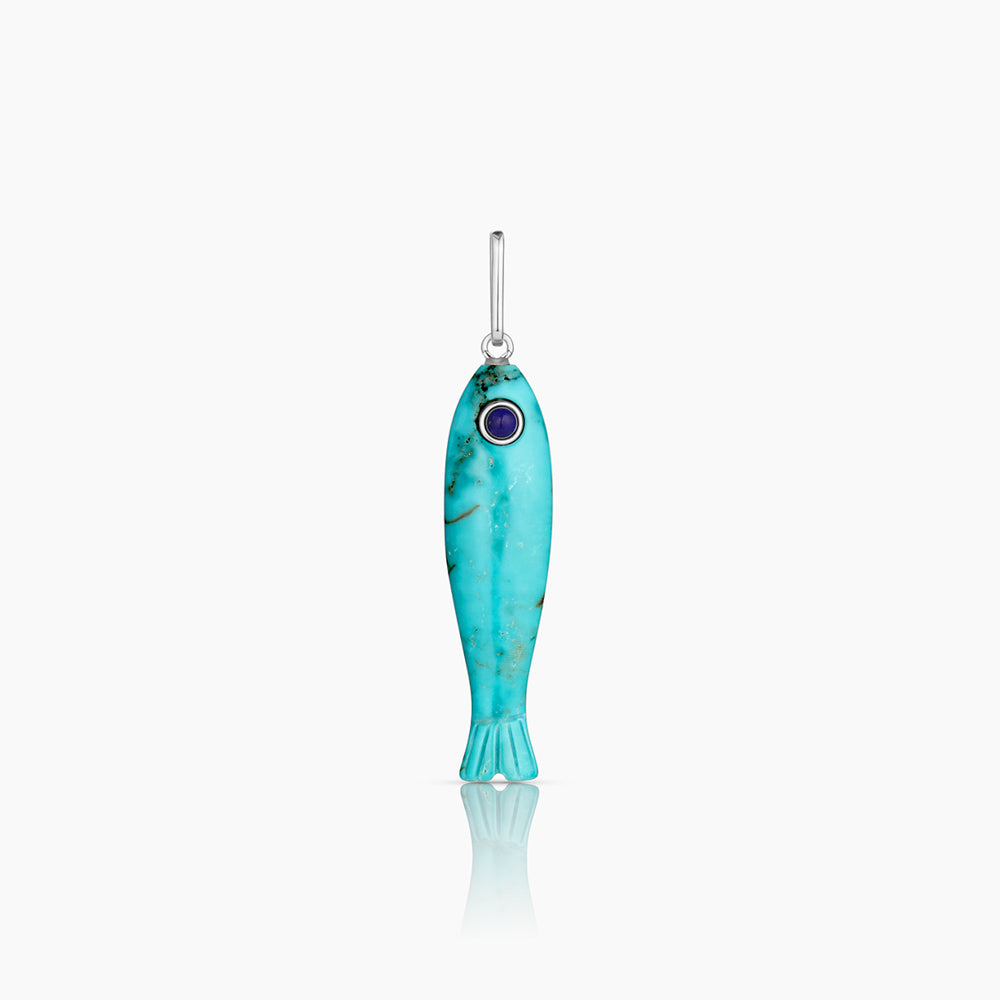 fish charm bait lure CCP95026 or as a fun gift for friends Fortuna Silver Howlite Fish Charm