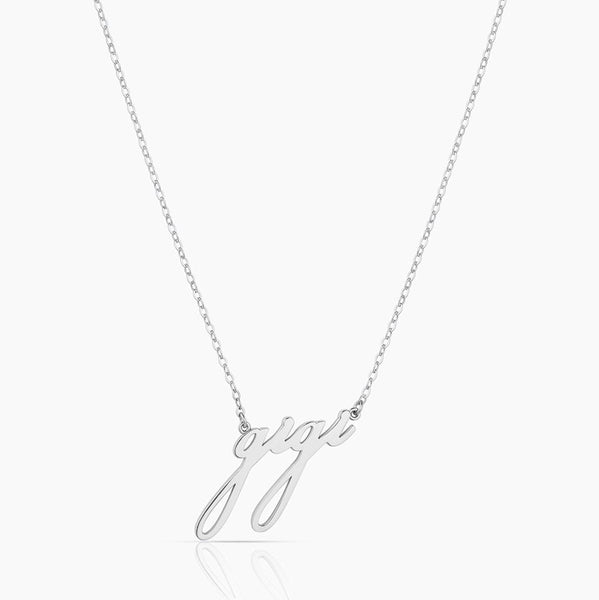 Gigi Silver Script Necklace – THATCH