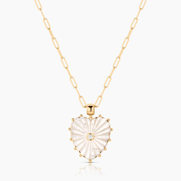 Malene Mother Of Pearl Heart Paperclip Necklace – THATCH