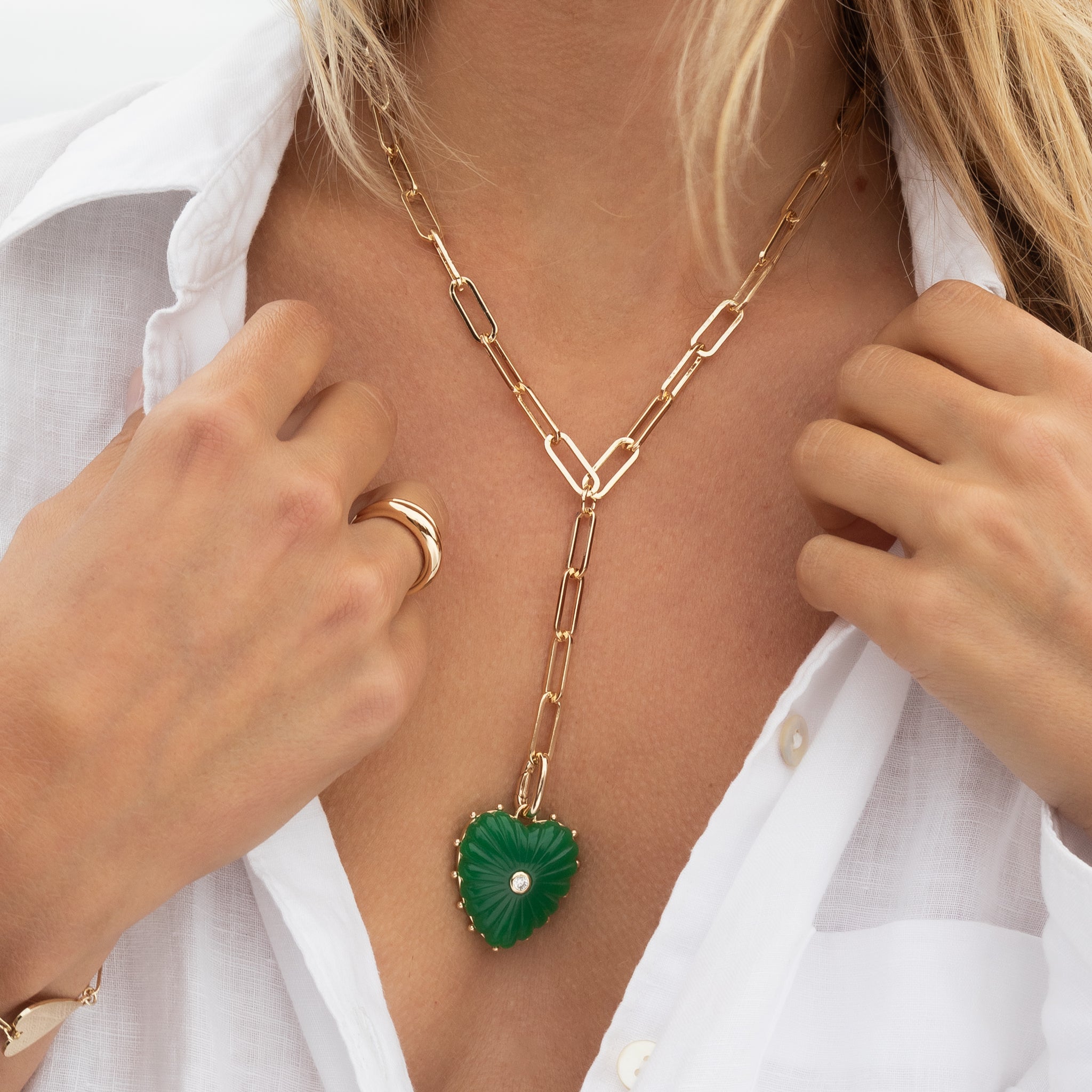 Malene Green Jade Heart Clip – THATCH