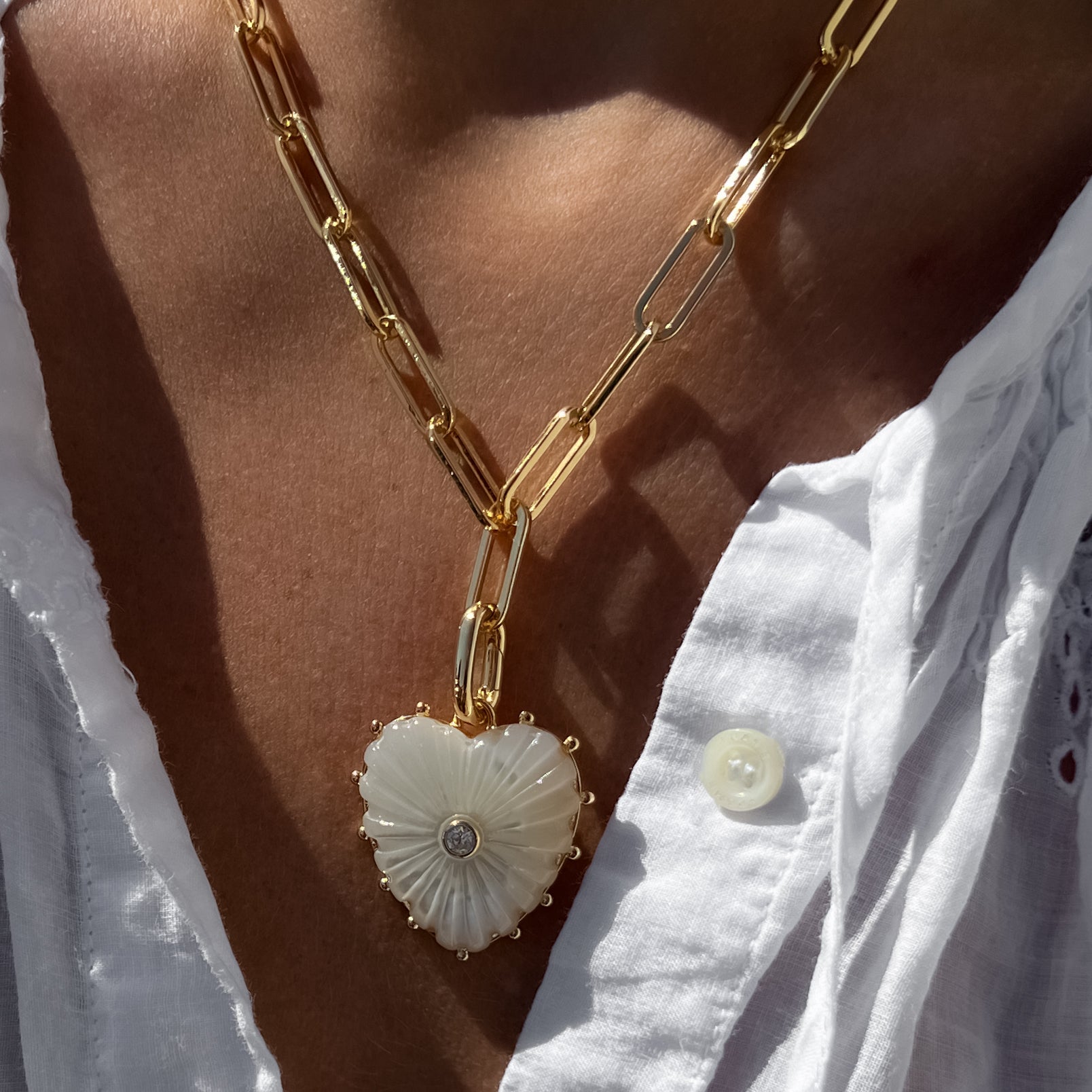 odul Ms.heart necklace スモーキークォーツ ゴールド　新品 Malene_MOP_Clip_Necklace_2048x
