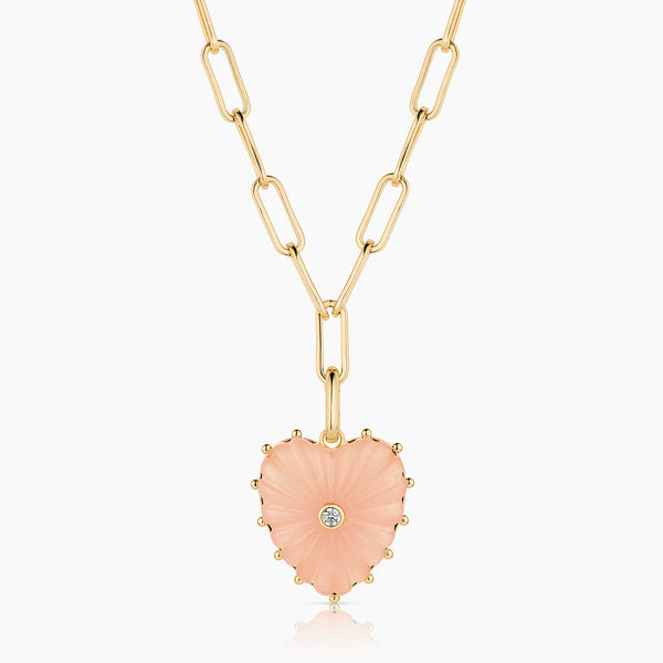 Malene Pink Jade Heart Clip Necklace – THATCH