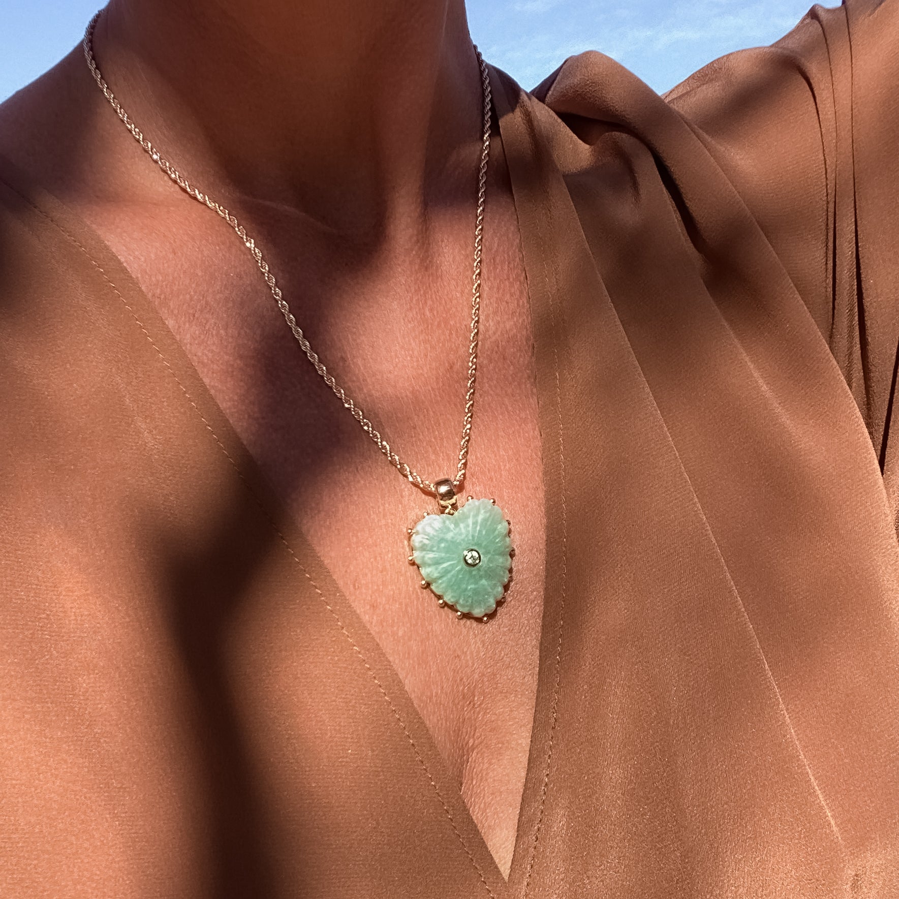 Malene Amazonite Heart Rope Necklace – THATCH