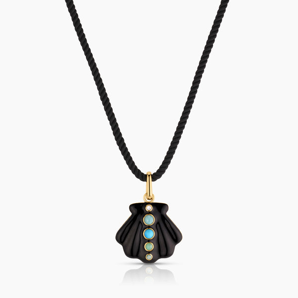 Maris Black Enamel Shell Silk Cord Necklace – THATCH