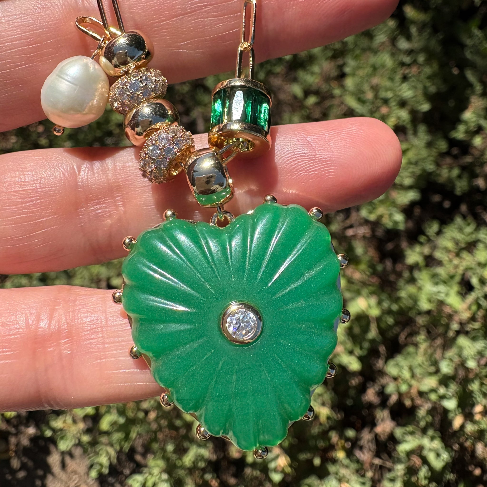 Soirée Green Jade Heart Necklace – THATCH