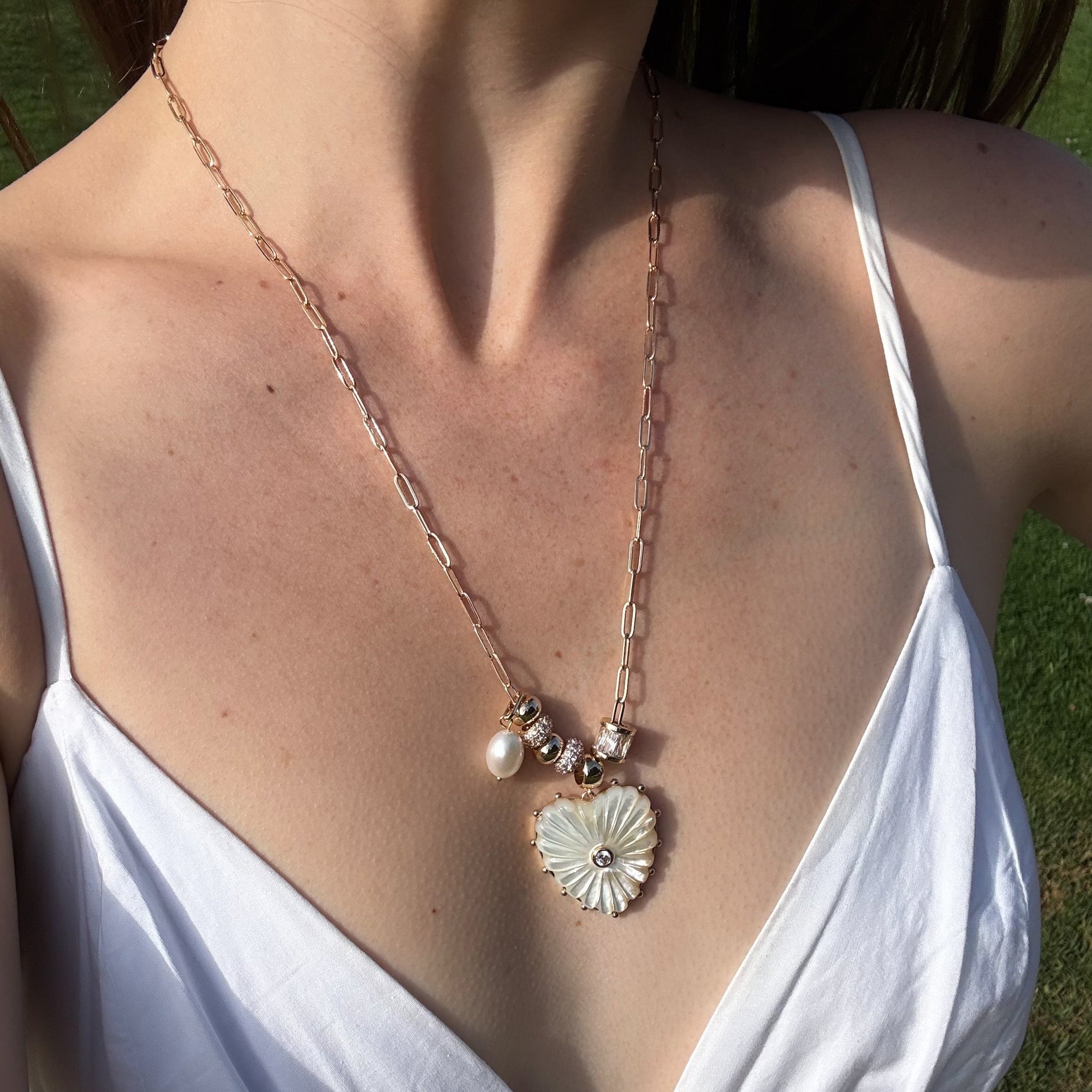 Soirée Mother Of Pearl Heart Necklace – THATCH