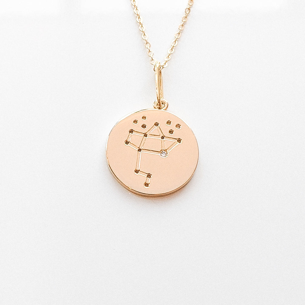 14k Yellow Gold Diamond Libra Constellation Necklace – Maurice's Jewelers