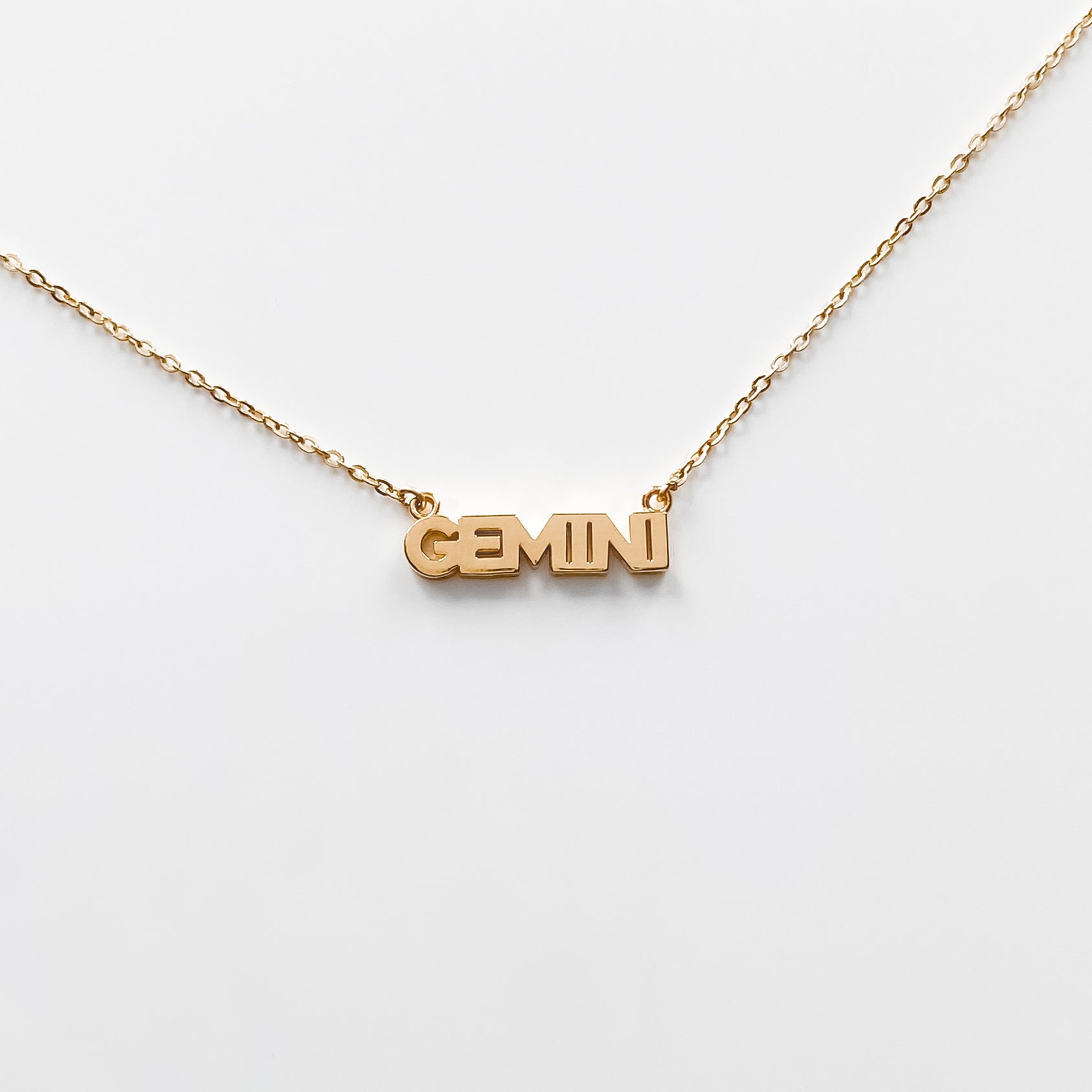 Chain Gemini Script Necklace Zodiac Block Font Script Necklace